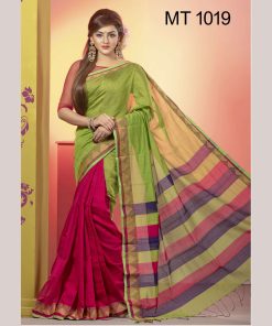 টাঙ্গাইল তাঁতের হাফ সিল্ক সফ্ট শাড়ী ব্লাউজ পিছ সহ (MT-1019)