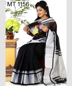 টাঙ্গাইল তাঁতের হাফ সিল্ক শাড়ী ব্লাউজ পিছ সহ (MT-1156)