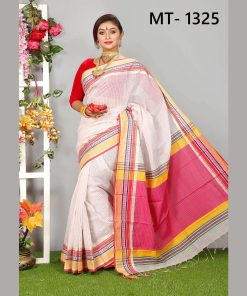 টাঙ্গাইল তাঁতের হাফ সিল্ক চেক শাড়ী ব্লাউজ পিছ সহ (MT-1325)