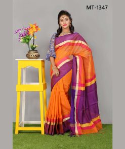 টাঙ্গাইল তাঁতের হাফ সিল্ক শাড়ী ব্লাউজ পিছ সহ (MT-1347)