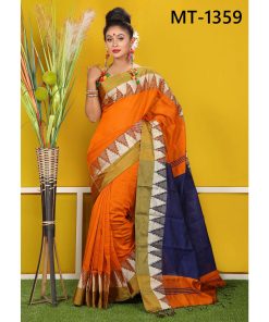 সফট হাফ সিল্ক টাঙ্গাইল তাঁতের শাড়ী ব্লাউজ পিছ সহ (MT-1359)