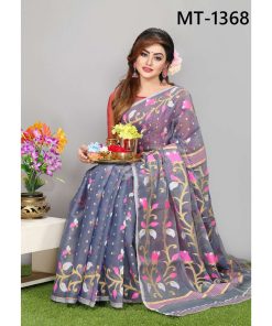 মাসলাইস সিল্ক জামদানি শাড়ী (MT-1368)