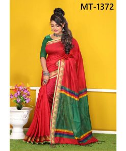 সফট হাফ সিল্ক টাঙ্গাইল তাঁতের শাড়ী ব্লাউজ পিছ সহ (MT-1372)