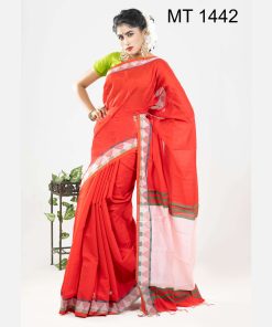 টাঙ্গাইল তাঁতের হাফ সিল্ক সফ্ট শাড়ী ব্লাউজ পিছ সহ (MT-1442)