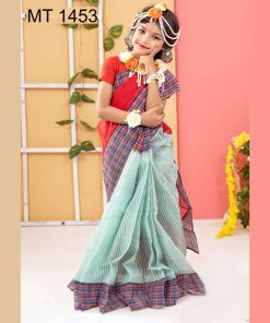 বাচ্চাদের রেডিমেড হাফ সিল্ক শাড়ী (MT-1453)