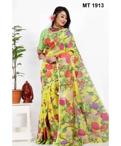 মাসলাইস সিল্ক ডিজিটাল প্রিন্ট শাড়ী (MT-1913)