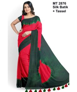 Silk Batik Saree with Tassle & Attached Blouse Piece (MT-2876)