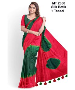 Silk Batik Saree with Tassle & Attached Blouse Piece (MT-2880)