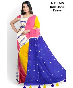Silk Batik Saree with Tassle & Attached Blouse Piece (MT-3045)
