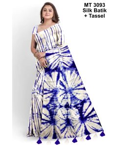 Silk Batik Saree with Tassle & Attached Blouse Piece (MT-3093)