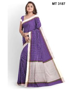 সফট হাফ সিল্ক চেক টাঙ্গাইল তাঁতের শাড়ী ব্লাউজ পিছ সহ (MT-3187)