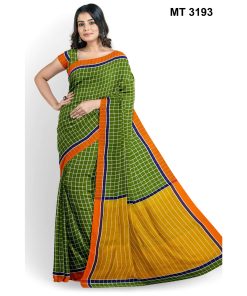 সফট হাফ সিল্ক চেক টাঙ্গাইল তাঁতের শাড়ী ব্লাউজ পিছ সহ (MT-3193)