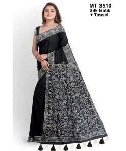 Silk Batik Saree with Tassle & Attached Blouse Piece (MT-3510)