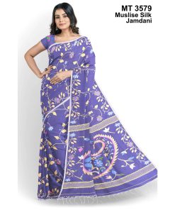 মাসলাইস সিল্ক জামদানি শাড়ী ব্লাউজ পিছ সহ (MT-3579)