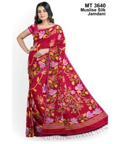 মাসলাইস সিল্ক জামদানি শাড়ী ব্লাউজ পিছ সহ (MT-3640)