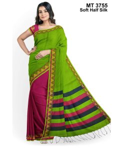সফট হাফ সিল্ক টাঙ্গাইল তাঁতের শাড়ী ব্লাউজ পিছ সহ (MT-3755)