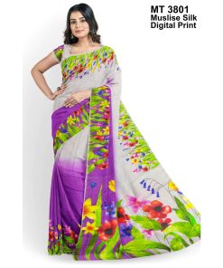 মাসলাইস সিল্ক ডিজিটাল প্রিন্ট শাড়ী (MT-3801)
