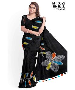 Silk Batik Saree with Tassle & Attached Blouse Piece (MT-3822)