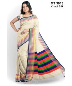 টাঙ্গাইল তাঁতের খাদি সিল্ক ধানছড়া পাড় শাড়ী ব্লাউজ পিছ সহ (MT-3913)