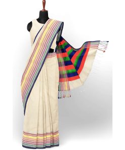 Alternative view of টাঙ্গাইল তাঁতের খাদি সিল্ক ধানছড়া পাড় শাড়ী ব্লাউজ পিছ সহ (MT-3913)