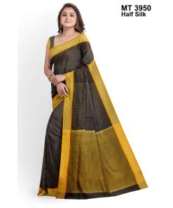 Alternative view of টাঙ্গাইল তাঁতের হাফসিল্ক গ্যাস পাড় চেক শাড়ী ব্লাউজ পিছ সহ (MT-3944-51)