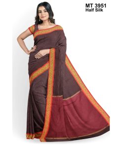 টাঙ্গাইল তাঁতের হাফসিল্ক গ্যাস পাড় চেক শাড়ী ব্লাউজ পিছ সহ (MT-3944-51)