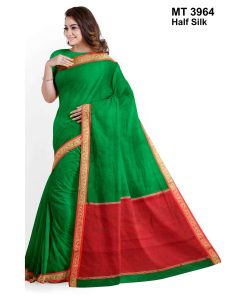টাঙ্গাইল তাঁতের হাফসিল্ক গ্যাস পাড় শাড়ী ব্লাউজ পিছ সহ (MT-3964)