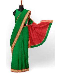 Alternative view of টাঙ্গাইল তাঁতের হাফসিল্ক গ্যাস পাড় শাড়ী ব্লাউজ পিছ সহ (MT-3964)