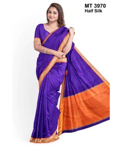 টাঙ্গাইল তাঁতের হাফসিল্ক গ্যাস পাড় শাড়ী ব্লাউজ পিছ সহ (MT-3959-71)