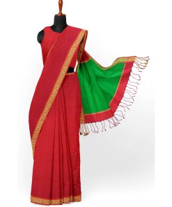 Alternative view of টাঙ্গাইল তাঁতের হাফসিল্ক গ্যাস পাড় শাড়ী ব্লাউজ পিছ সহ (MT-3971)