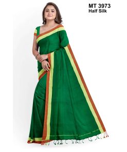 টাঙ্গাইল তাঁতের হাফসিল্ক জড়ি পাড় শাড়ী ব্লাউজ পিছ সহ (MT-3973)