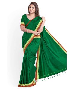 Alternative view of টাঙ্গাইল তাঁতের হাফসিল্ক জড়ি পাড় শাড়ী ব্লাউজ পিছ সহ (MT-3973)