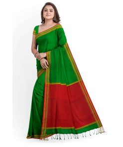 Alternative view of টাঙ্গাইল তাঁতের হাফসিল্ক চোখ পাড় শাড়ী ব্লাউজ পিছ সহ (MT-3974)