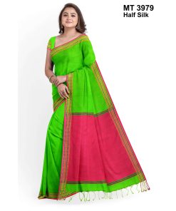 টাঙ্গাইল তাঁতের হাফসিল্ক চোখ পাড় শাড়ী ব্লাউজ পিছ সহ (MT-3974-79)