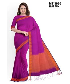 টাঙ্গাইল তাঁতের হাফসিল্ক শাড়ী ব্লাউজ পিছ সহ (MT-3995)