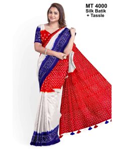 Silk Batik Saree with Tassle & Attached Blouse Piece (MT-4000)