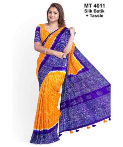 Silk Batik Saree with Tassle & Attached Blouse Piece (MT-4011)