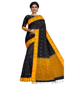 Alternative view of টাঙ্গাইল তাঁতের হাফসিল্ক বল পাড় বুটি শাড়ী ব্লাউজ পিছ সহ (MT-4045)