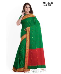 টাঙ্গাইল তাঁতের হাফসিল্ক বুটি শাড়ী ব্লাউজ পিছ সহ (MT-4046)