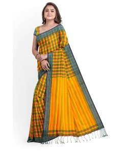 Alternative view of টাঙ্গাইল তাঁতের হাফসিল্ক গ্রামীন চেক শাড়ী ব্লাউজ পিছ সহ (MT-4049)