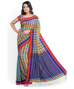 Alternative view of টাঙ্গাইল তাঁতের হাফসিল্ক গ্রামীন চেক শাড়ী ব্লাউজ পিছ সহ (MT-4050)