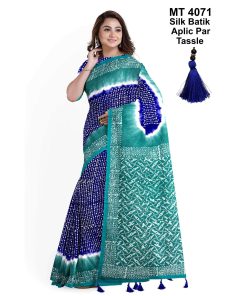 Silk Batik Saree with Tassle & Attached Blouse Piece (MT-4071)