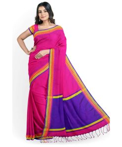 Alternative view of টাঙ্গাইল তাঁতের হাফসিল্ক চোখ পাড় শাড়ী ব্লাউজ পিছ সহ (MT-4085)