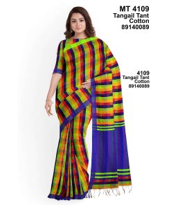 টাঙ্গাইল তাঁতের হাফসিল্ক গ্রামীন চেক শাড়ী ব্লাউজ পিছ সহ (MT-4109)