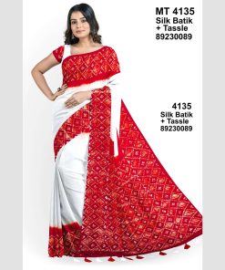 Silk Batik Saree with Tassle & Attached Blouse Piece (MT-4135)