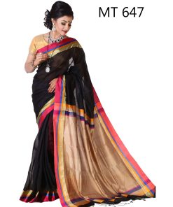 টাঙ্গাইল তাঁতের হাফ সিল্ক শাড়ী ব্লাউজ পিছ সহ (MT-647)