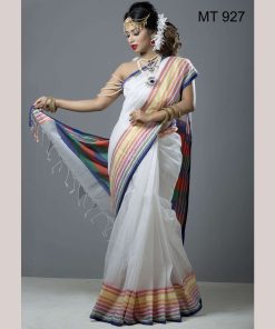 টাঙ্গাইল তাঁতের হাফ সিল্ক শাড়ী ব্লাউজ পিছ সহ (MT-927)