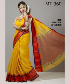 টাঙ্গাইল তাঁতের হাফ সিল্ক  শাড়ী ব্লাউজ পিছ সহ (MT-950)