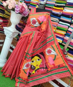 Alternative view of এপ্লিক এর কাজ সাথে হ্যান্ড পেইন্ট এর শাড়ী রানিং ব্লাউজ পিছ